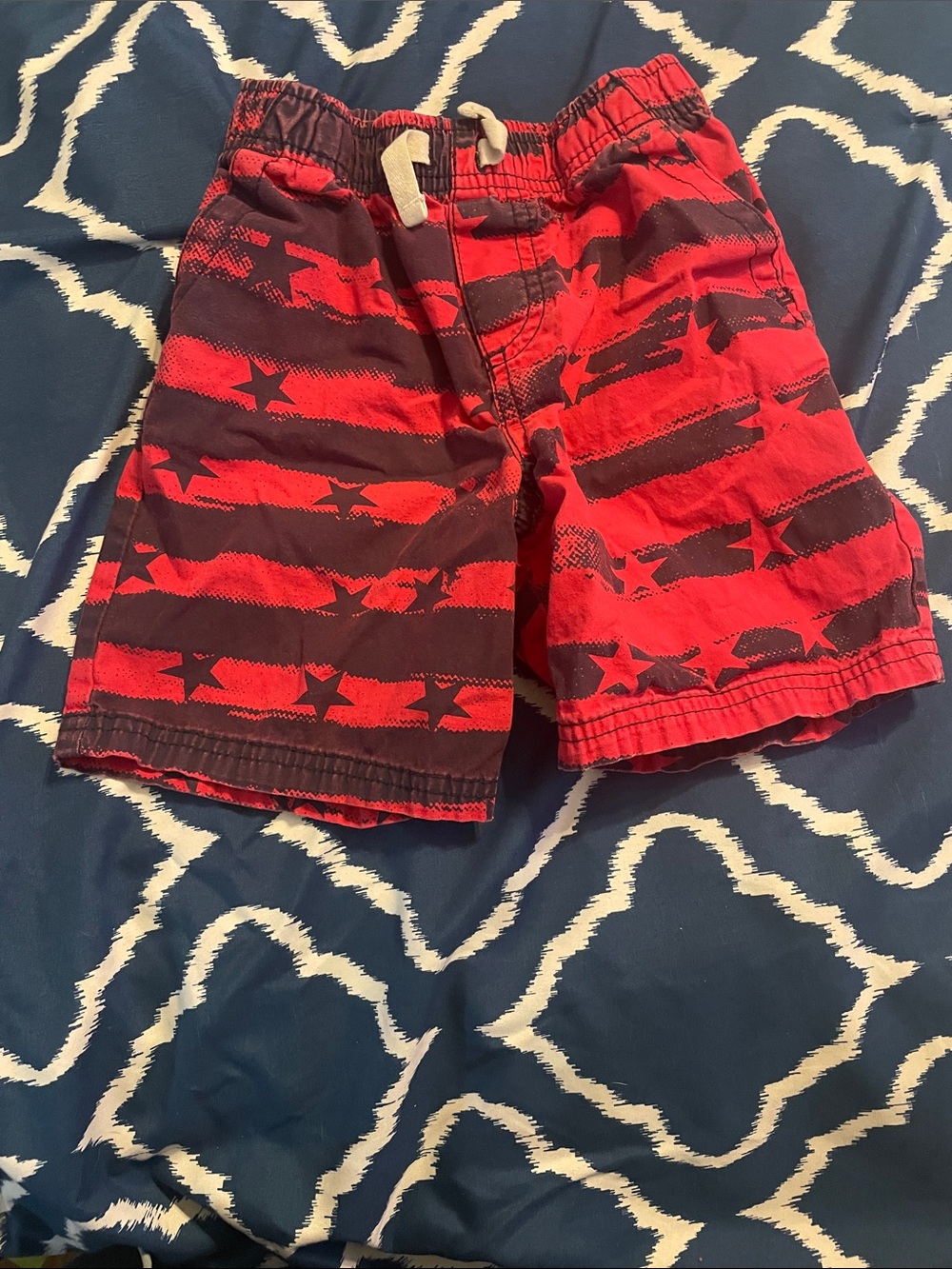 Red and Navy Star Stripe Boys Swim Shorts